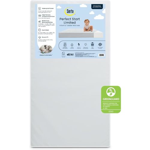 Serta Perfect Start Limited Dual Sided Baby Crib Mattress and Toddler Mattress, Breathable Fiber Core, GREENGUARD Gold Certified, Waterproof, 7 Year Warranty, Made in USA