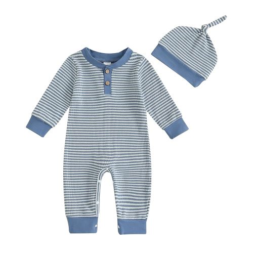 Neutral Baby Clothes Newborn Girl Boy Coming Home From Hospital Outfit Cute Ribbed Knit One-Piece Romper Jumpsuit Hat