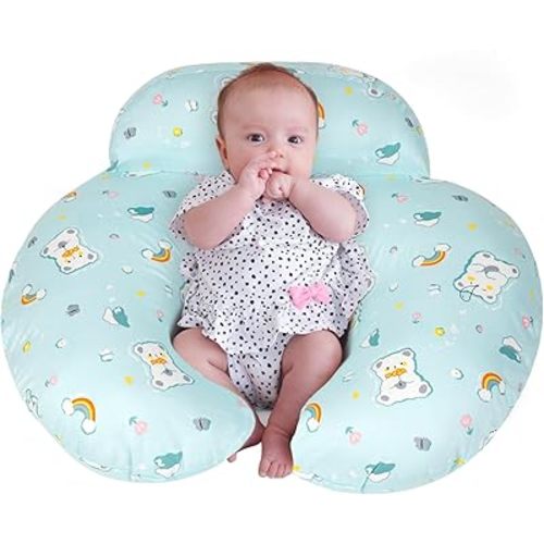 Nursing Pillow, Plus Size Ergonomic Design, Breastfeeding Pillows Support for Mom and Baby, Removable Cotton Cover, Machine Washable, Cambridge Blue