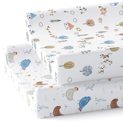 Baby Changing Pad Cover 2-Pack for Boys, Girls (Farm Animals) - Premium Fitted Sheets Baby Diaper Changing Table Cover - Buttery Soft Cotton Blend