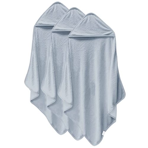 Cosy Family 3 Pack Bamboo Baby Hooded Towels, Ultra Soft Unisex Bath Towels for Babies,Toddler,Infant - Newborn Essential - Ultra Absorbent Toddler Towels for Baby Boy Girl - Grey