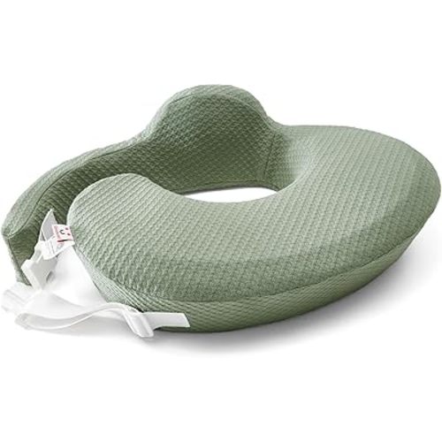 QSTEHEML Nursing Pillow for Breastfeeding - Adjustable Breastfeeding Pillows for Women with More Support & Removable Cover, Baby Feeding Pillow for Newborn Moms and Baby Essentials,Green