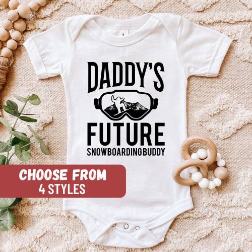Daddy's Future Snowboarding Buddy Baby Bodysuit, Snowboarding Baby Bodysuit, Snowboarder Baby Bodysuit, Baby Shower Gift, Baby Reveal Gift