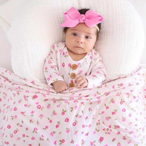 Pennys Posies Waffle Bamboo Oversized Swaddle Blanket