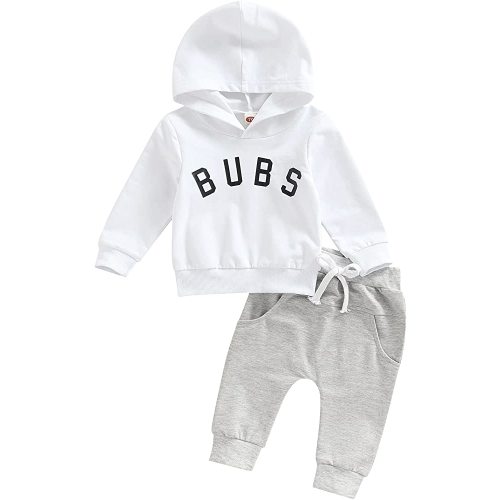 VISGOGO Toddler Baby Boy Fall Winter Clothes Set Letter Printed Long Sleeve Sweatshirt Tops + Pants 2Pcs Outfits