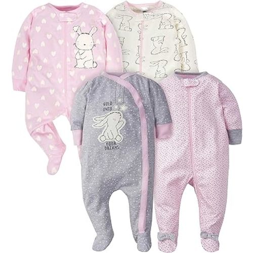 Gerber Baby Girls' 4 Pack Sleep 'N Play Footie