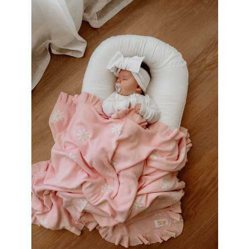Frill Knit Blanket | Baby Pink Floral