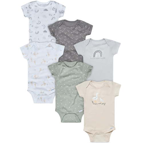 Gerber Baby Neutral 6-Pack Short Sleeve Bodysuits, Sizes Newborn - 18 Months