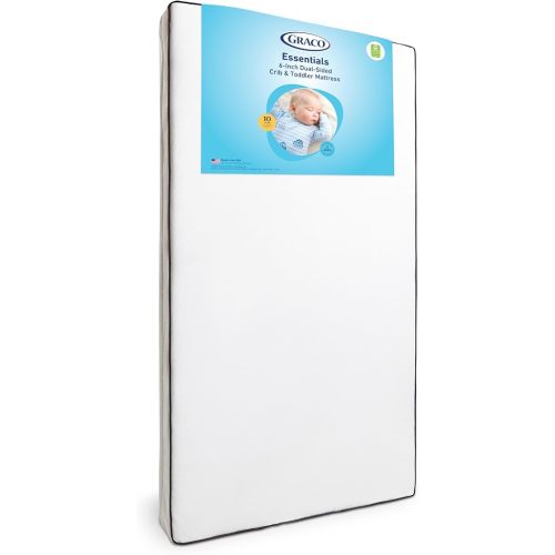 Graco Essentials 6-Inch Dual-Sided Crib & Toddler Mattress — Premium Ultra-Soft Baby Crib Mattress Cover for Quiet Sleep, GREENGUARD Gold Certified, Made in The USA, Waterproof Sleep Surface, 2-Sided