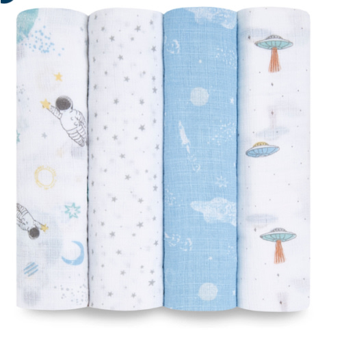 Space Print Cotton Muslin Swaddle 4pk | aden + anais