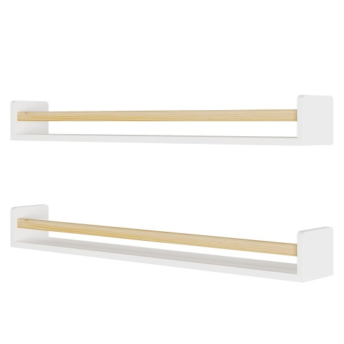 Wallniture Madrid Kids Bookcases, Wall Shelves for Nursery Decor, 36", White, Set of 2