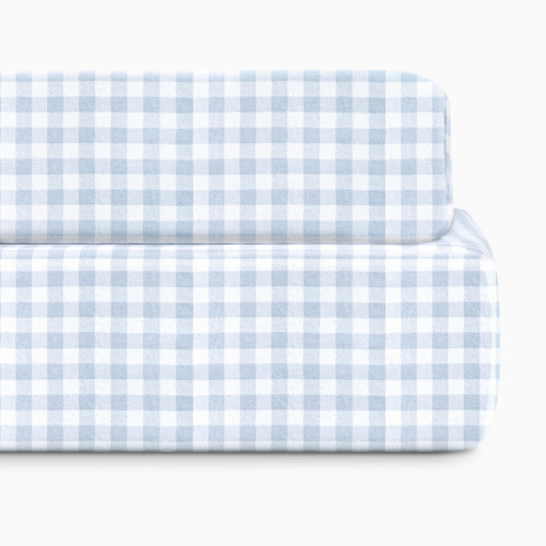Bellini Organic Jersey Cotton Crib Sheet and Changing Pad Cover Set - Blue Gingham