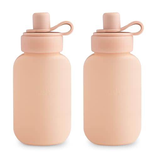 mushie Silicone Puree Pouch 2-Pack | 5 oz Reusable Baby Food Pouches (Blush)
