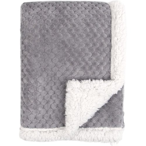 Tadpoles Popcorn Lightweight Plush and Sherpa Ultra-Soft Baby Blanket, Baby Swaddle Blanket, Crib Blanket, Receiving Blanket, Super Soft Blanket, 30 x40 inch, Grey