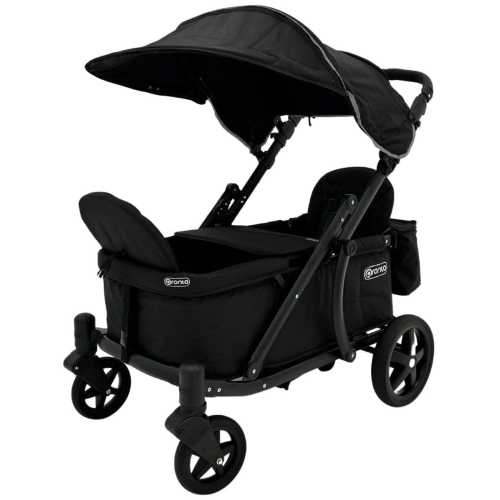 Pronto Squared (2 Seater) Stroller Wagon - Black Frame / City Black (Albee Exclusive)