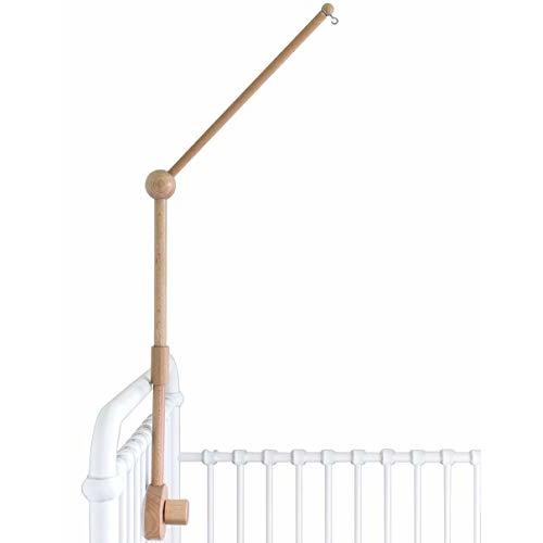 Crib Mobile Arm - Wooden Baby Mobile Hanger for Crib (31 inch, 100% Natural Beech Wood) - Mobile Holder for Crib Strong Anti Slip Attachment - Mobile Stand for Crib Nursery Dcor