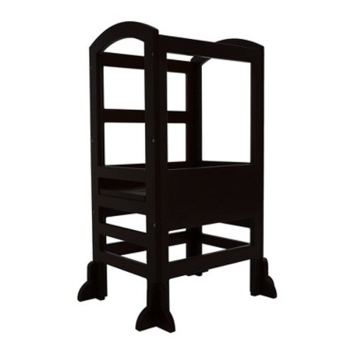 SDADI LT02B Kids Kitchen Adjustable Height Toddlers Children Learning Step Stool Tower with 4 Changeable Heights for Kitchen and Bathroom, Black