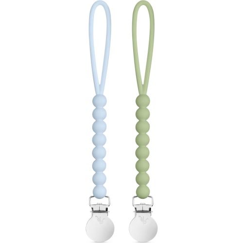 Ryan & Rose Cutie Clip 2 Pack - Pacifier Clip Holder Silicone (Judy-Blue/Judy-Sage)