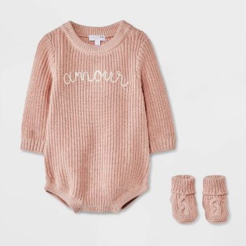 Grayson Mini Baby Girls' Amour Embroidered Sweater Set