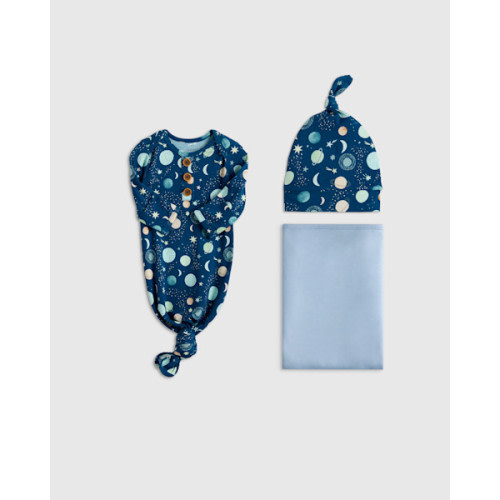 Bamboo Gown, Hat & Swaddle Set in Celestial Dreams