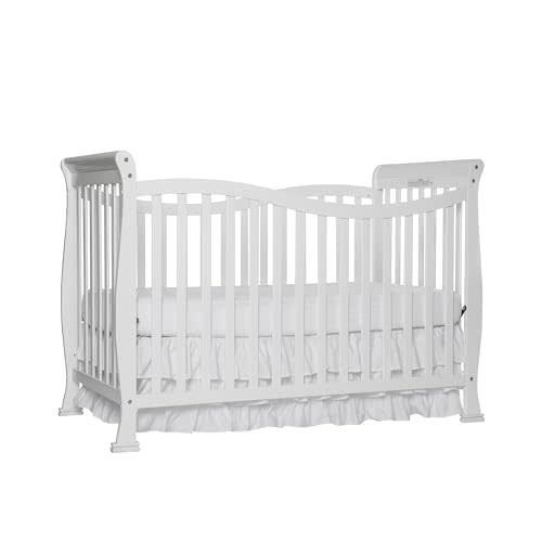 Dream On Me Violet 7-In-1 Convertible Life Style Crib In White, Greenguard Gold Certified, 4 Mattress Height Settings, Made Of Sustainable New Zealand Pinewood
