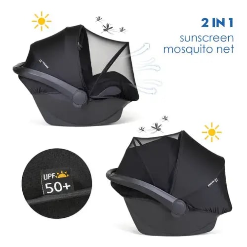 Beberoad 2-in-1 Mosquito Net & Sunshade for Car Seat (Universal）| with