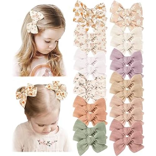 24 PACK Baby Girls Hair Bows Clips Hair Barrettes Accessory for Babies Infant Toddlers Kids in Pairs