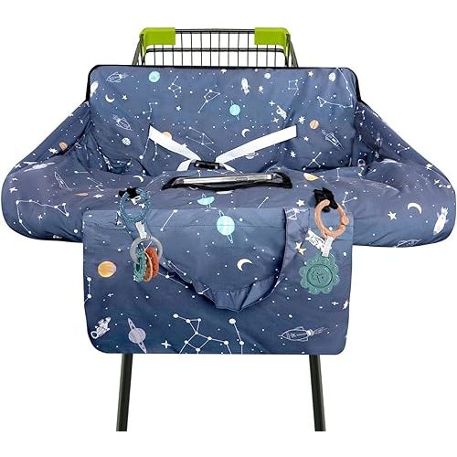 Grey Shopping Cart Cover for Baby 2-in-1 High Chair Cover with Safety Harness Multifunctional Dog Pattern Cart Covers for Babies Soft Padded Grocery Cart Cover for Baby Boy Girl