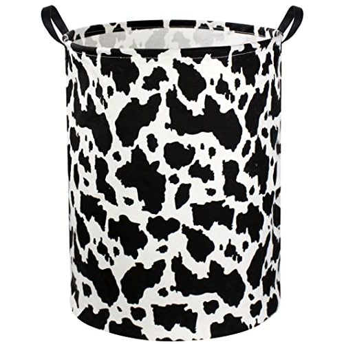 DDBASKET Cow Print Laundry Basket Baby Nursery Clothes Hamper Collapsible Toy Storage Bin Organizer with Handles for Kids,Boys and Girls Room Decor(Cow)