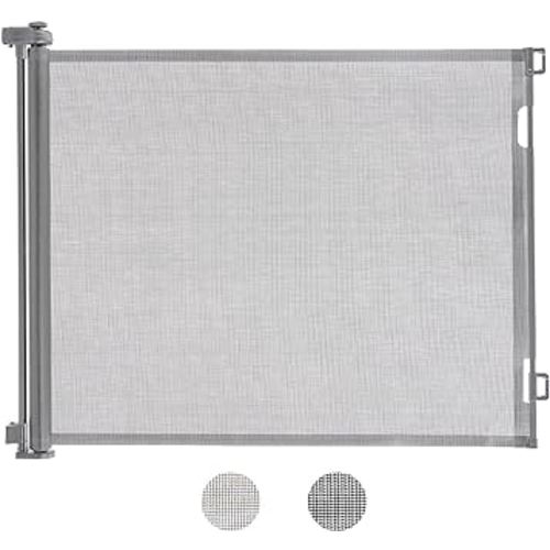 Retractable Baby Gates, 41" Extra Tall, 55" Wide Dog Gate, Child Safety Baby Gate, Mesh Dog Gates Indoor and Outdoor Pet Gate for Stairs Doorways Hallways, Grey
