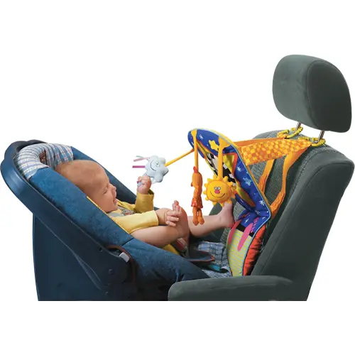 Taf Toys Toe Time Infant Car Seat Toy | Kick and Play Activity Center with Music, Lights, Mirror, and Jingling Toys | Fun Travel Baby Toy for Rear Car Seat | Easier Drive with Newborns, Babies