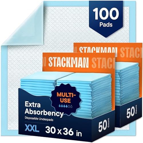 Chucks Pads Disposable Adult Underpads [100-Pack] 30"x36" XXL Extra-Large Super-Absorbent Incontinence Bed Pads – Mattress Protector Pee Pads for Adults, Kids & Pets – Bed Protection & Training