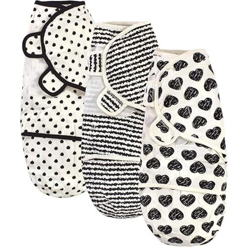 Touched by Nature Unisex Baby Organic Cotton Swaddle Wraps, Heart 3-Pack, 0-3 Months