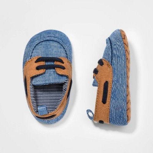 Baby Boys' Boat Shoes - Cat & Jack™ Blue/Brown, Size: 0-3M
