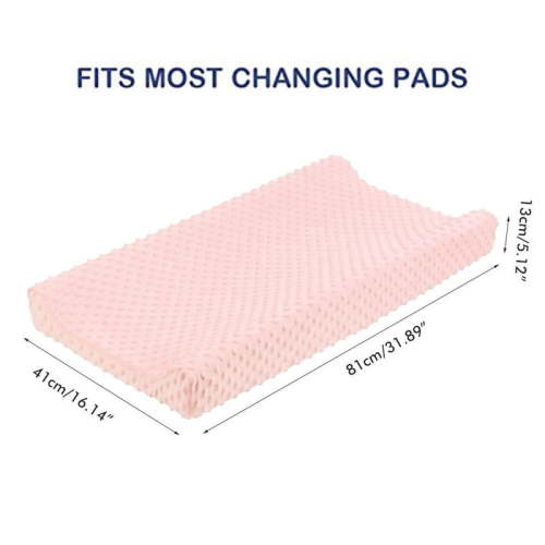 2Pcs Changing Pad Cover, Ultra Soft Minky Dots Plush Changing Table Covers Breathable Changing Table Sheets Wipeable Changing Pad Covers Suit for Baby Boys and Girls(Light Gray+Pink)