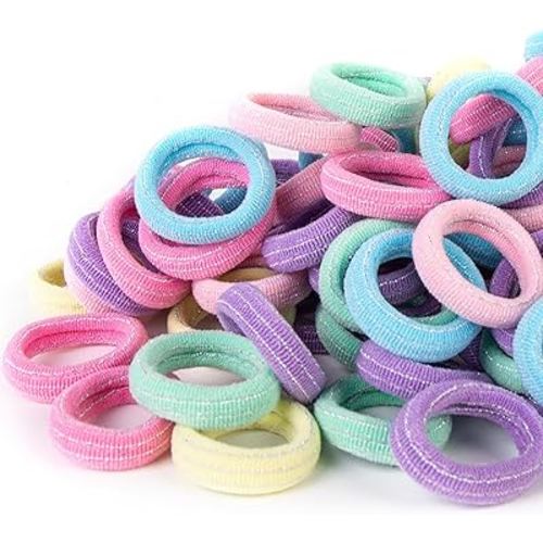 Qarwayoc Mini Hair Ties for Baby Girls, Seamless Kids Girls Hair Ties Bands, Soft Small Baby Ponytail Holders, Toddler Elastic Hair Ties Holders No Damage, 1.0 Inch in Diameter, 5 Colors