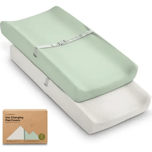 2-Pack Baby Changing Pad Cover for Girl, Boy - 32x16 Soft Viscose Derived from Bamboo Baby Diaper Changing Table Pad Cover Sheets, Neutral, Snug Fit Nursery Diaper Change Sheets (Sage)