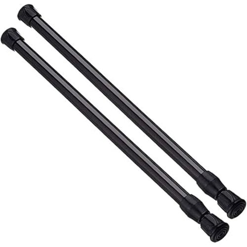 AIZESI Spring Tension Curtain Rods Short Tension Rod (Black, 16" to 28"-2Pcs)