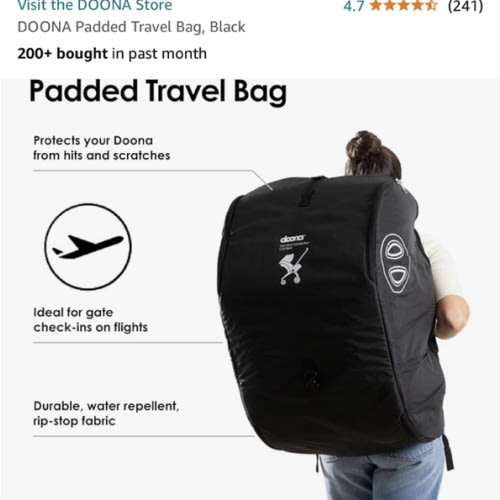 Doona Padded Travel Bag, Black