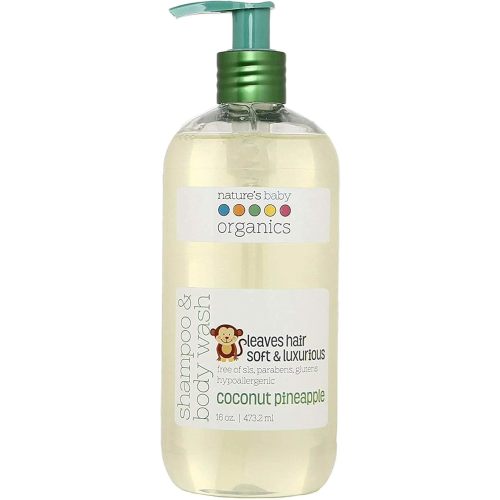 Nature's Baby 3-in-1 Shampoo, Body and Face Wash - Formulated for Problem and Sensitive Skin - pH Neutral & Tear Free - Sulfate Free - Coconut Pineapple, 16 oz