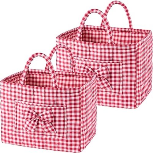 Quilted Diaper Caddy, Red Plaid, 2 Pack