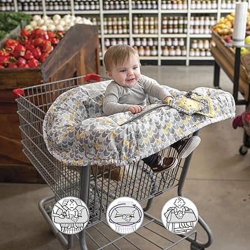 Amazon.com: Boppy Shopping Cart Cover, Sunshine Yellow and Gray Chevron with Changeable SlideLine Sun Book Toy, Plush Comfort with 2-Point Safety Belt, Wipeable and Machine Washable, 6-48 Months : Movies & TV