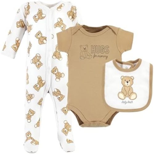Hudson Baby Unisex Baby Cotton Sleep and Play, Bodysuit and Bandana Bib Set