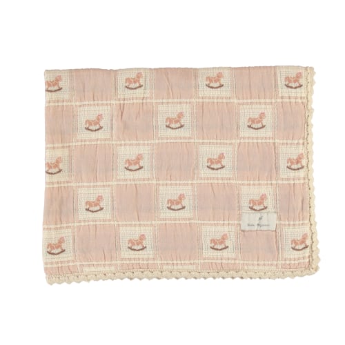 Mauve Rocking Horse Patchwork Blanket OS