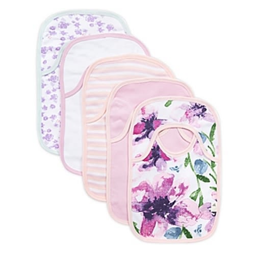 Burt's Bees Baby® 5-Pack Watercolor Daylily Organic Cotton Bibs in Lilac