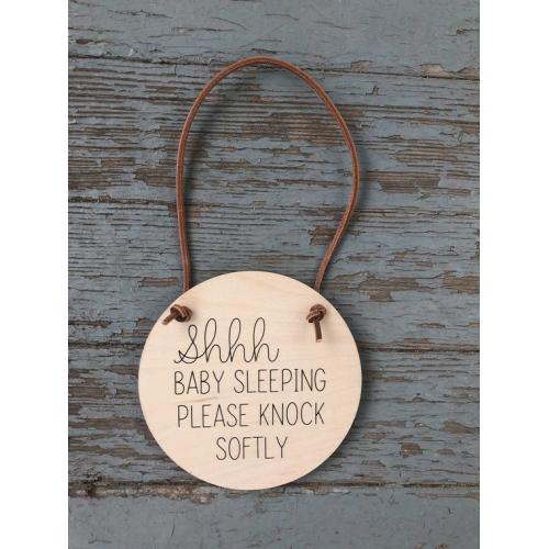 Baby Sleeping Door Sign, Please Knock Softly Sign, Baby Shower Gift, Newborn Baby Sign, Front Door Baby Sign, Wood Baby Sign, New Parents - Etsy