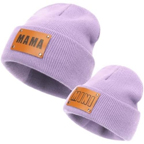 Parent-Child Beanie Hat,Mother & Baby Daughter/Son Winter Warm Knit Hat,Kids Soft Beanie Cap