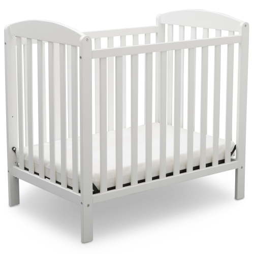 Delta Children NEW Gateway Mini Convertible Baby Crib with Mattress, Bianca White