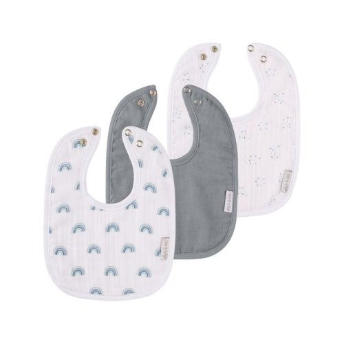 Ely's & Co. Muslin Terry Bib 3 Pack (Blue Rainbow)