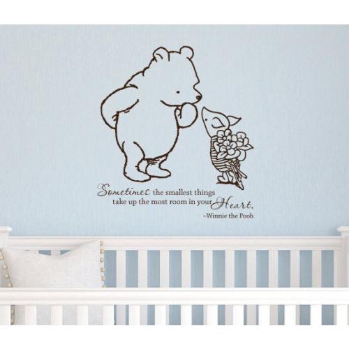 Classic Winnie the Pooh and Piglet Sometimes the Smallest Things Take Up baby quote vinyl wall decal